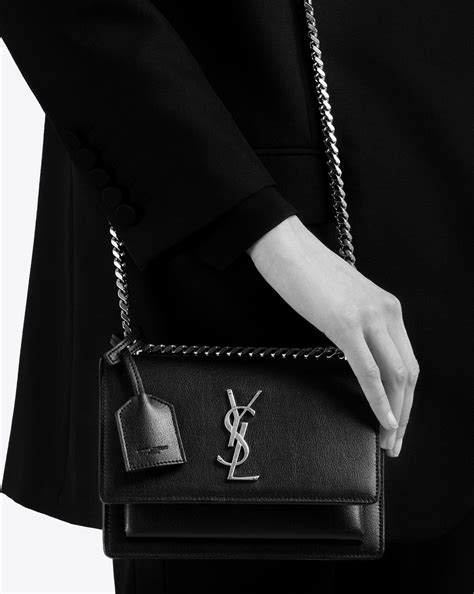 ysl sunset small in grained leather